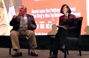 Author and journalist David Cay Johnston talks to Nancy Sharkey, a UA journalism faculty member, about the Trump administration after the showing of "All the King's Men." Author and journalist David Cay Johnston talks to Nancy Sharkey, a UA journalism faculty member, about the Trump administration after the showing of "All the King's Men."